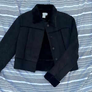 Black faux fur lined coat